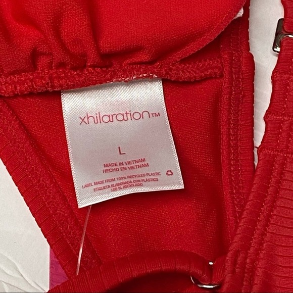 Xhiliration Red Ribbed Square Neck Bikini NWT L - Picture 3 of 4